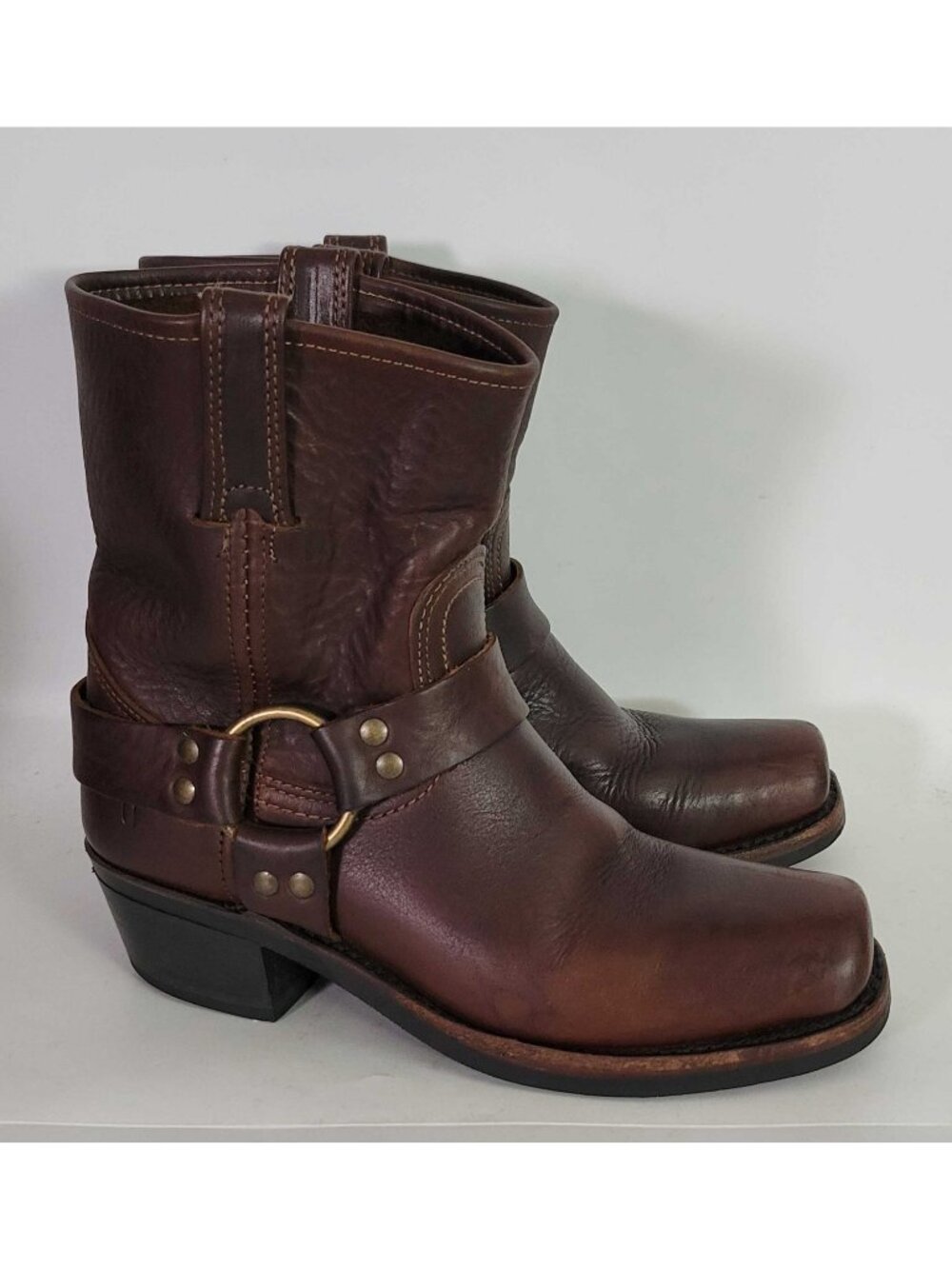 Classic Brown Leather Harness Boots - Women's Size 8.5 - Picture 2 of 10
